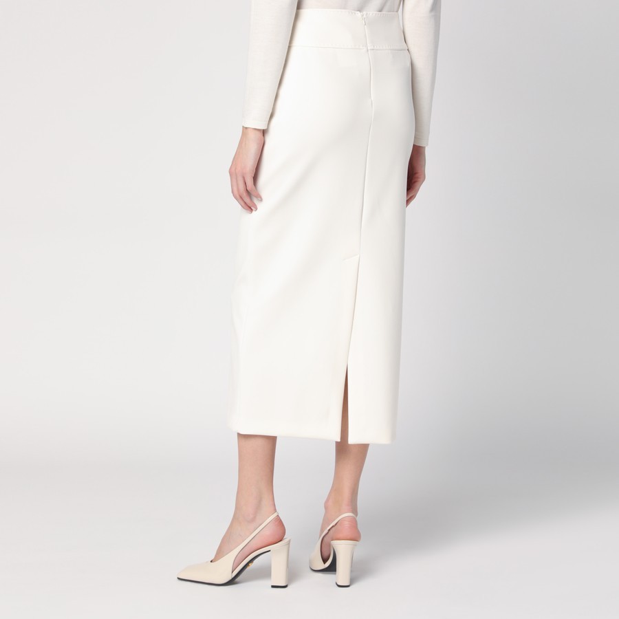 Max Mara Mid-calf Viscose Blend Skirt With Design In White