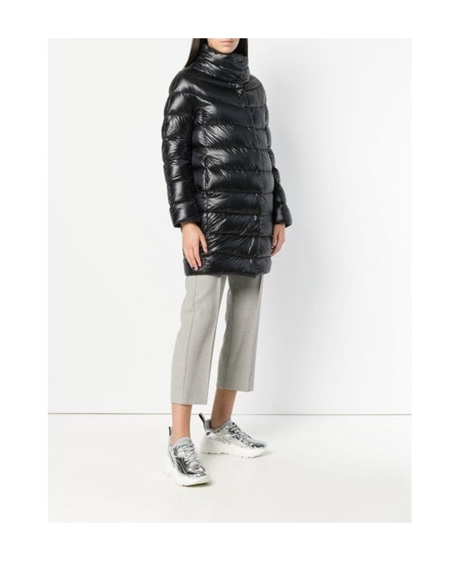 Herno Midi Quilted Down Jacket With High Neck In Black
