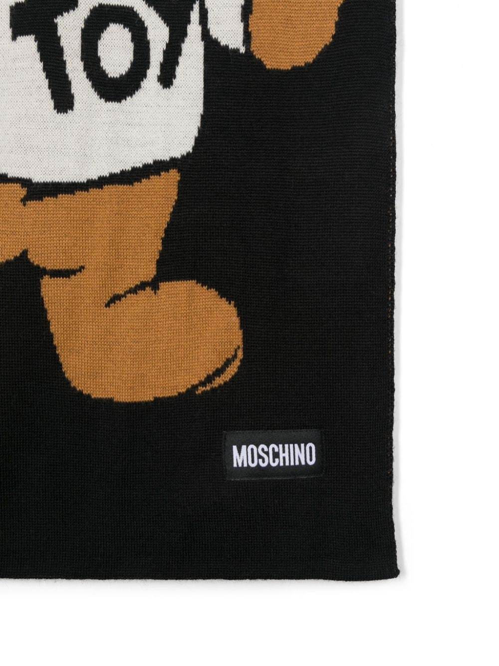Moschino Teddy Bear-motif Scarf In Black