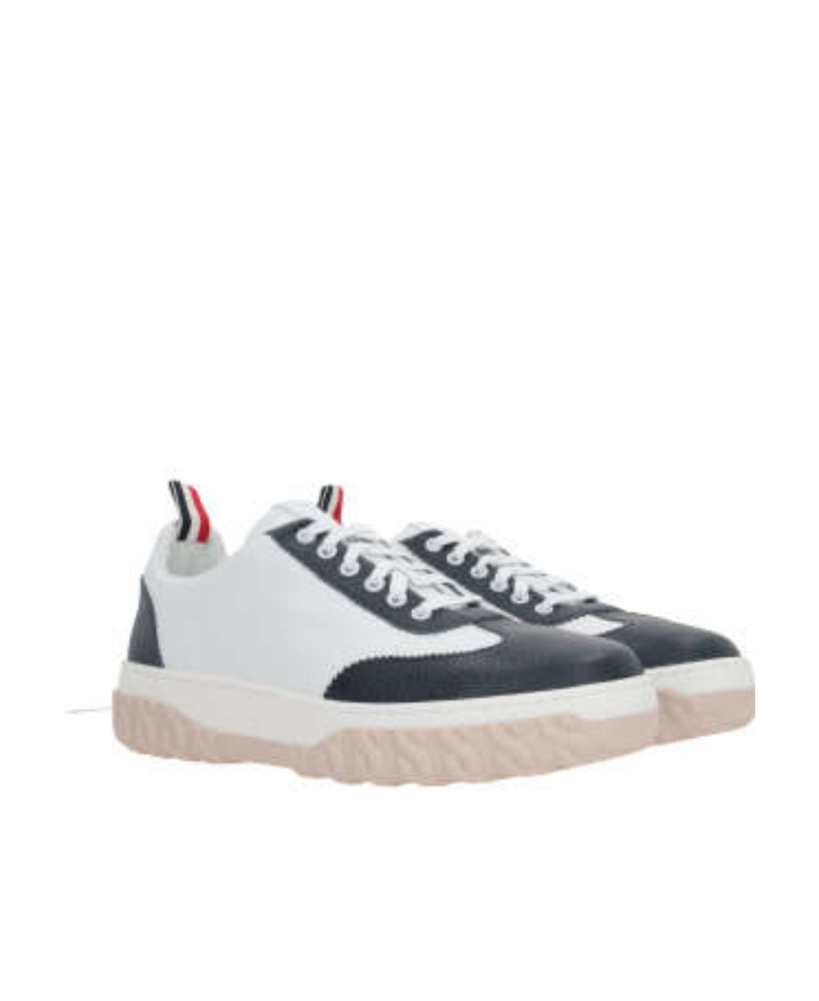 Thom Browne Low Lace-up Sneakers In White