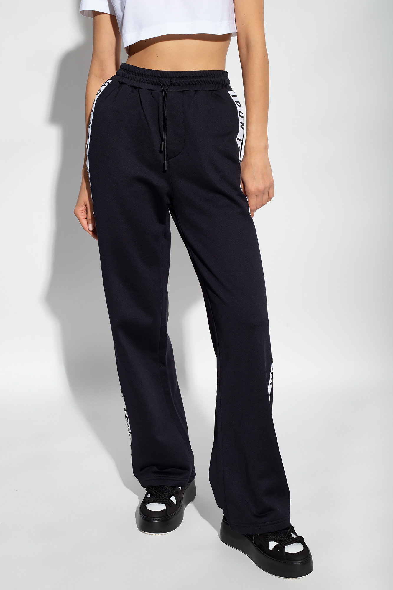 DSQUARED2 LOGO-TAPE WIDE-LEG TRACK PANTS 