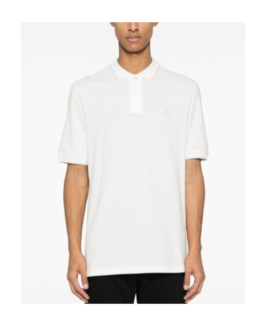 Brunello Cucinelli Logo Cotton Polo Shirt In White