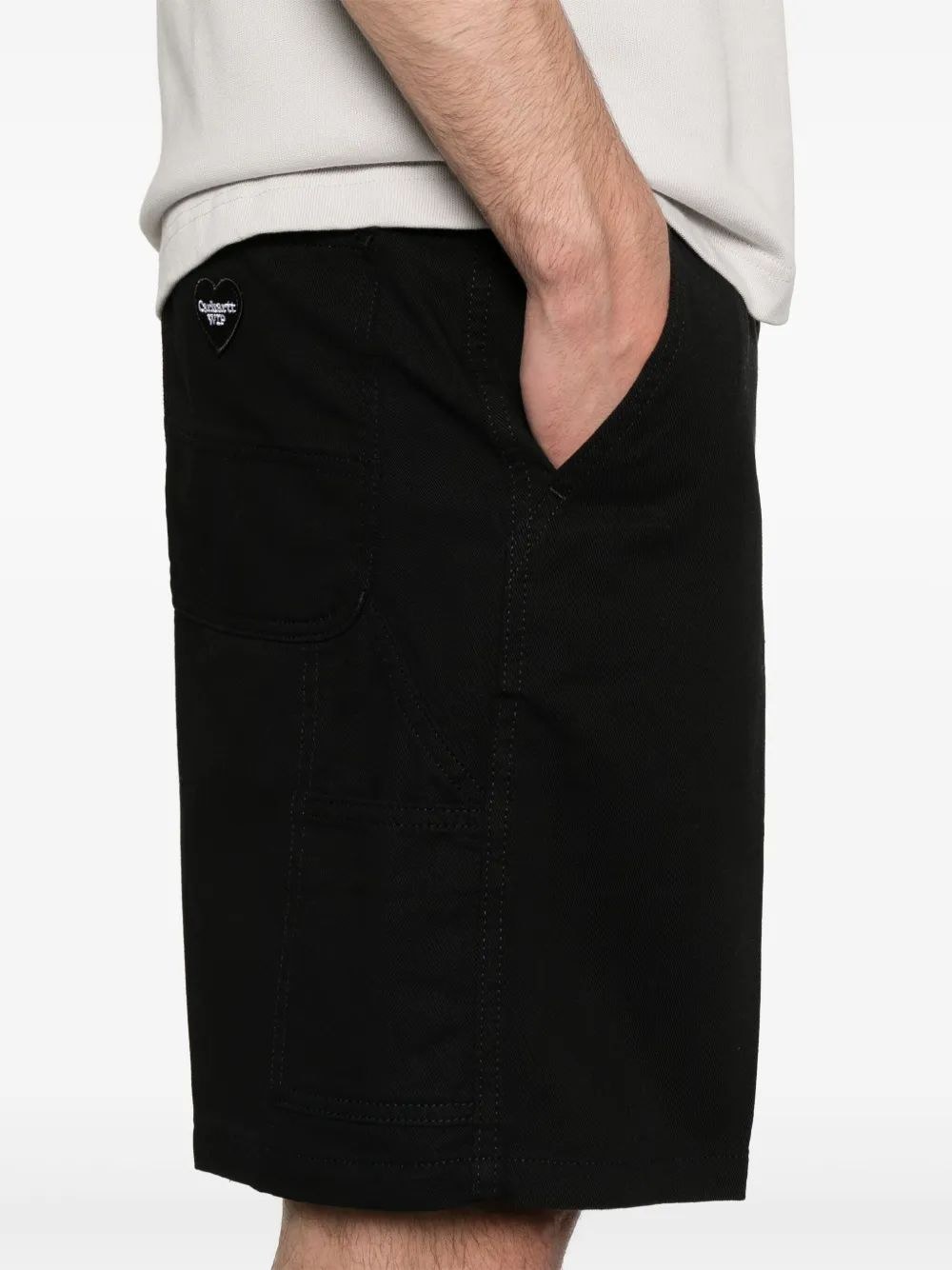 Carhartt Wip Walter Single Knee Logo-patch Shorts In Black