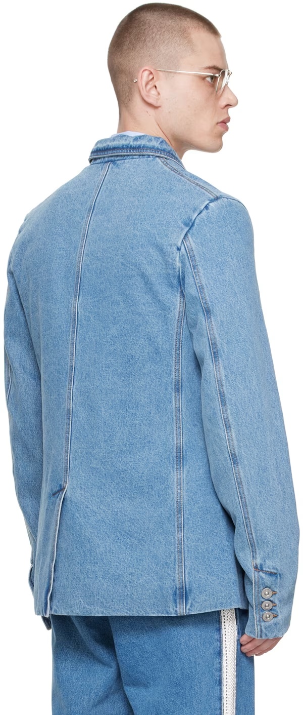 Shop Wales Bonner Eternity Button-down Suit Coat In Blue