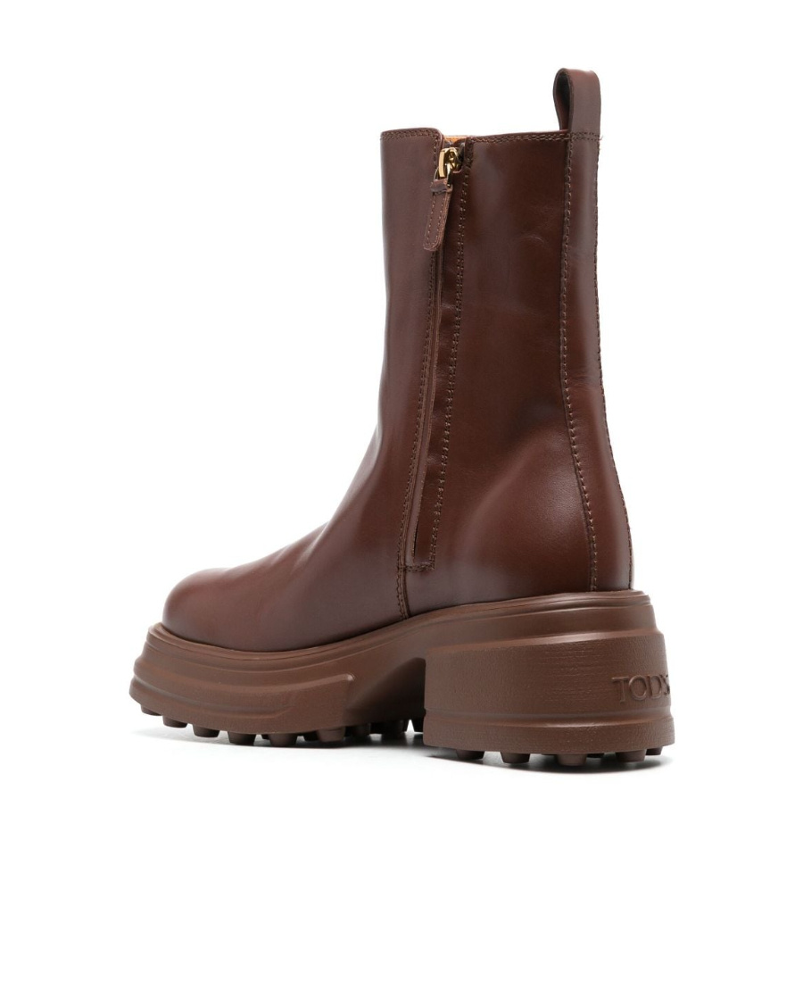 Tod's Zip-up Leather Boots In Brown
