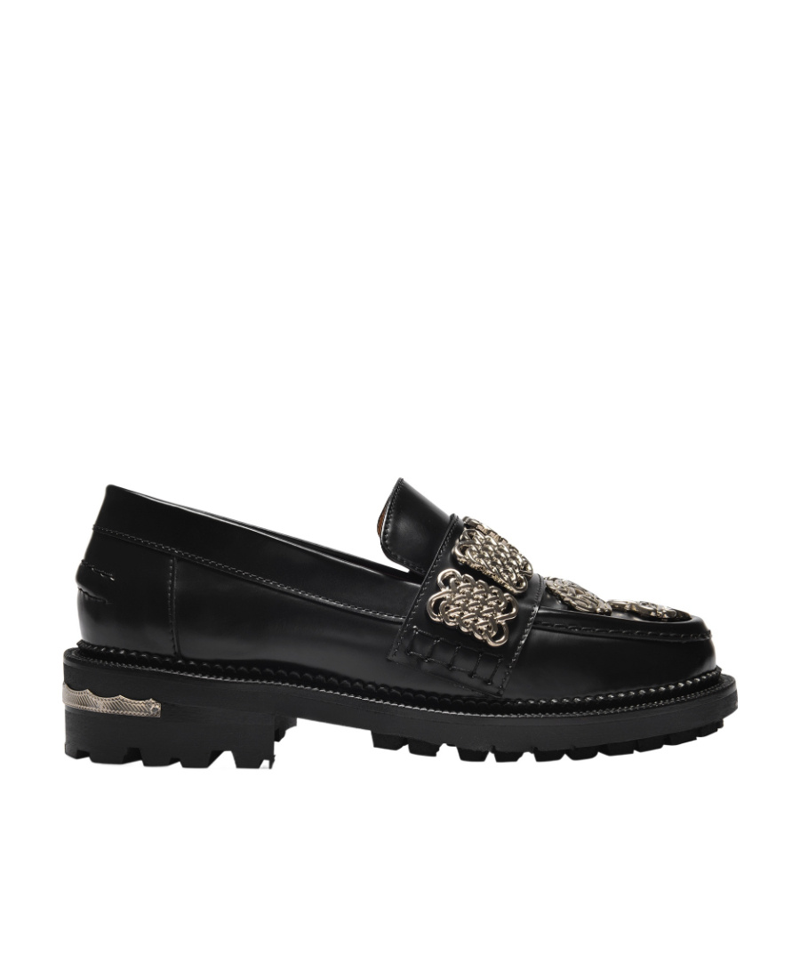 Shop Toga Chain Appliqué Chunky-sole Loafers In Black