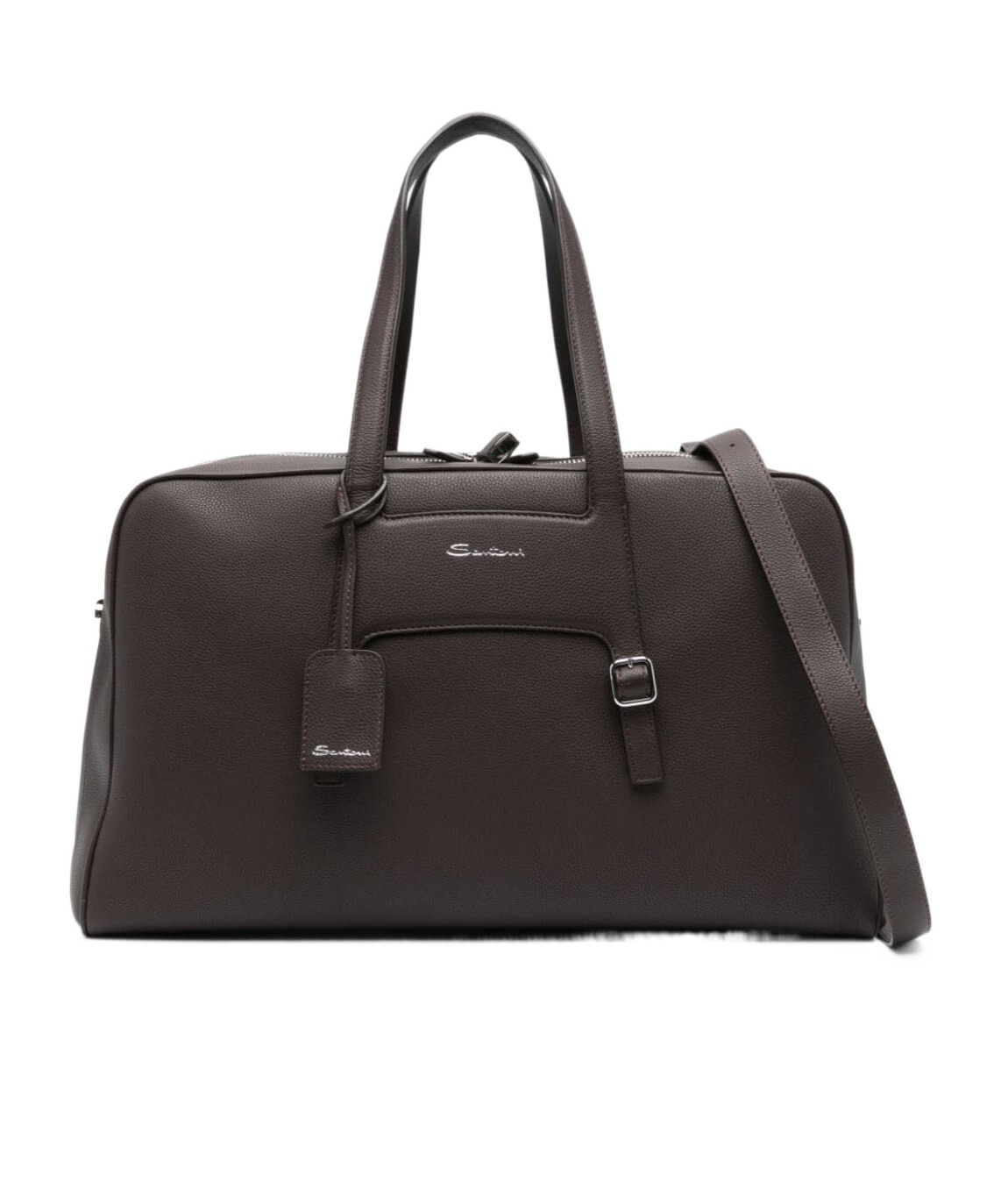 Santoni Double-handle Travel Bag In Black