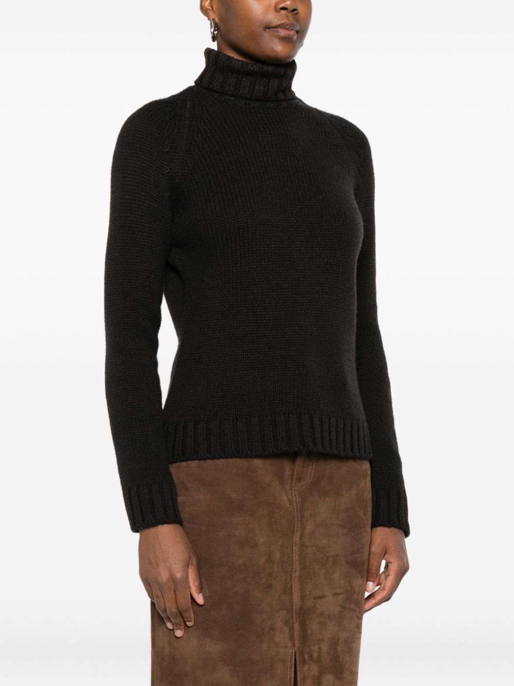 Baserange Turtleneck Ribbed Sweater In Black