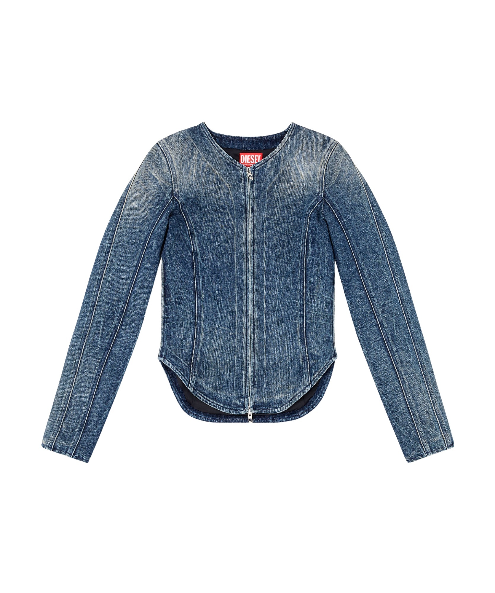 Diesel Jacket In Ghost Embossed Denim In Blue
