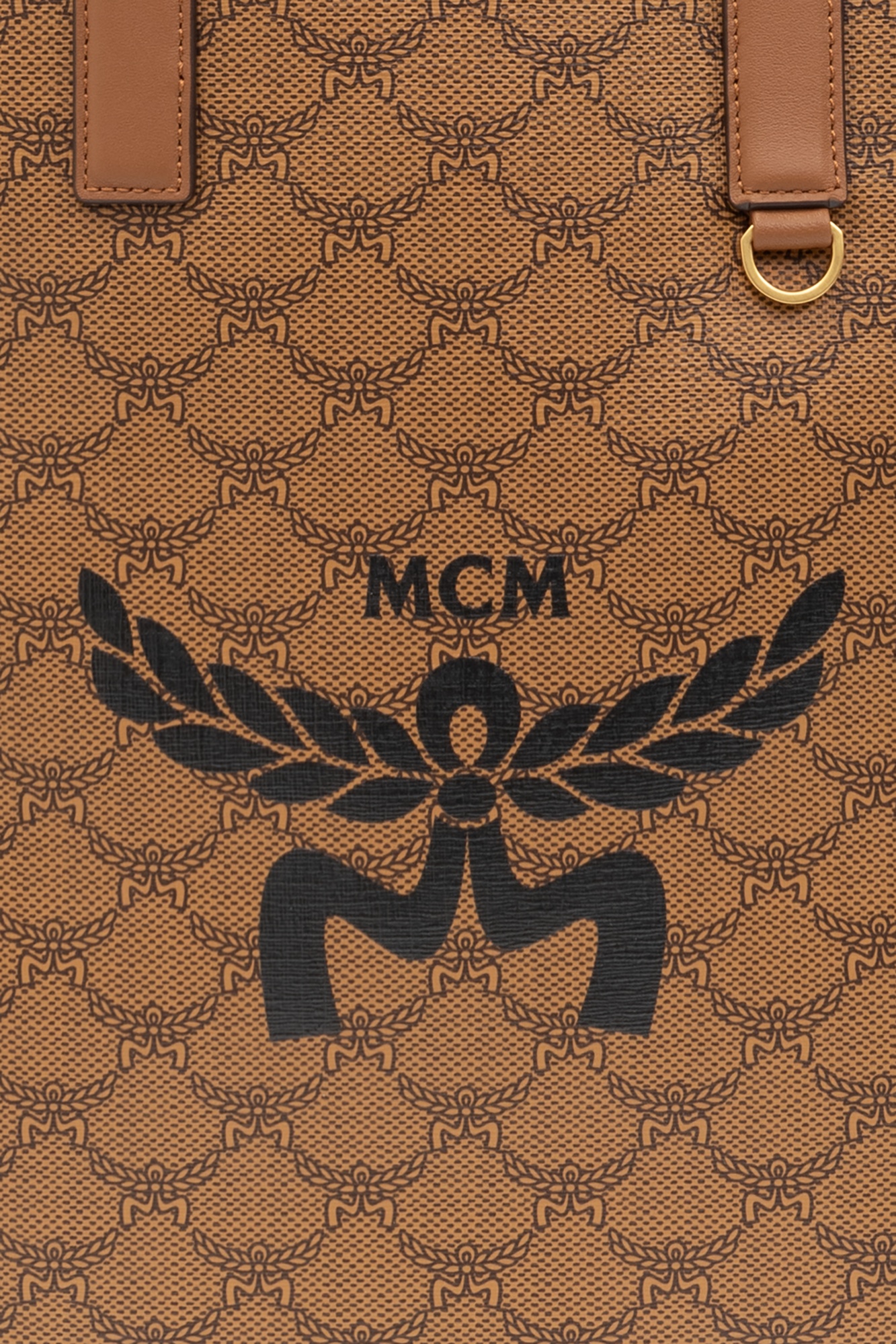 Mcm Himmel Lauretos Backpack With Drawstring Closure And Natural Nappa Leather Finishes In Brown