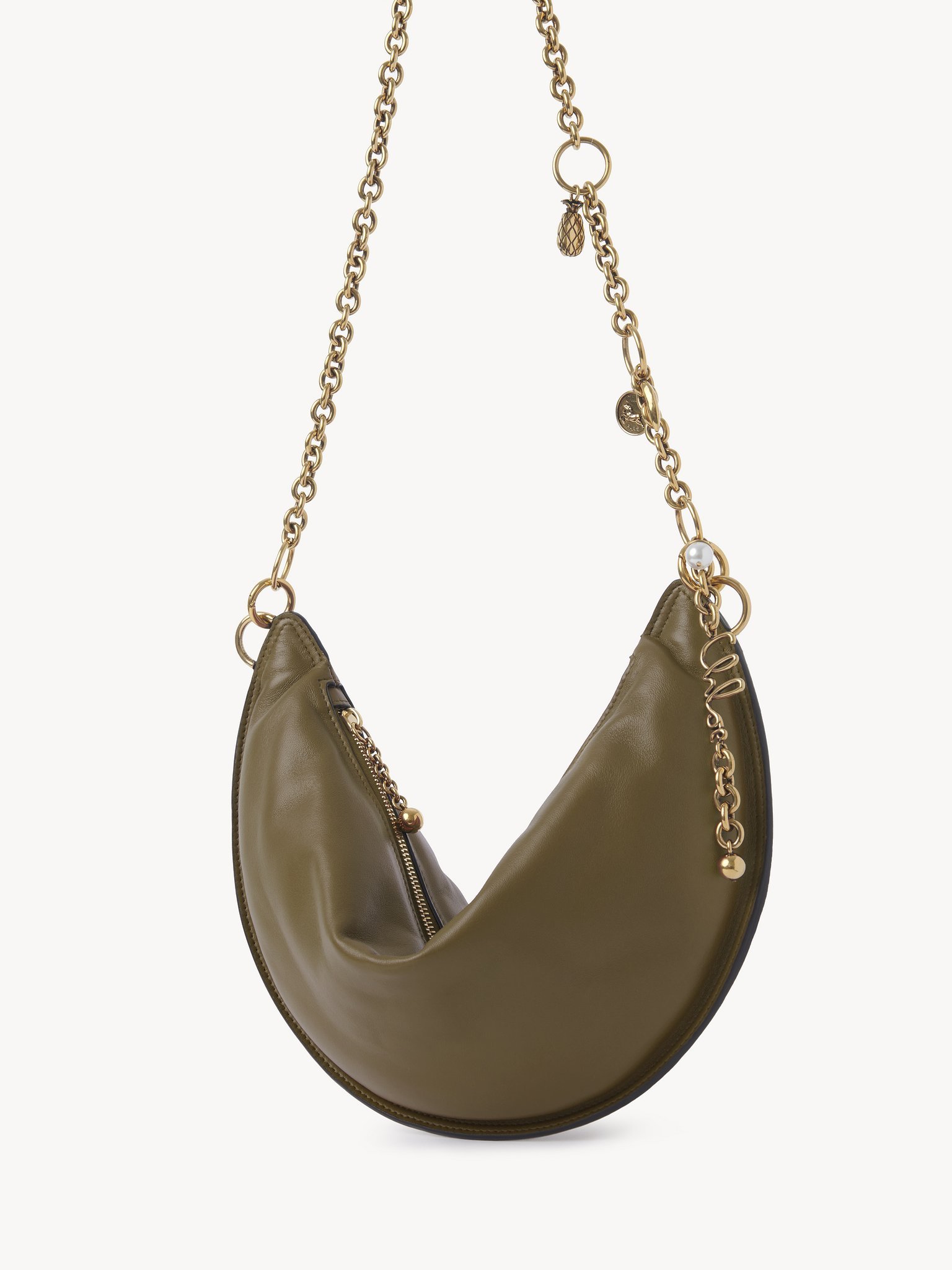 Chloé Crescent Chain Shoulder Bag In Green