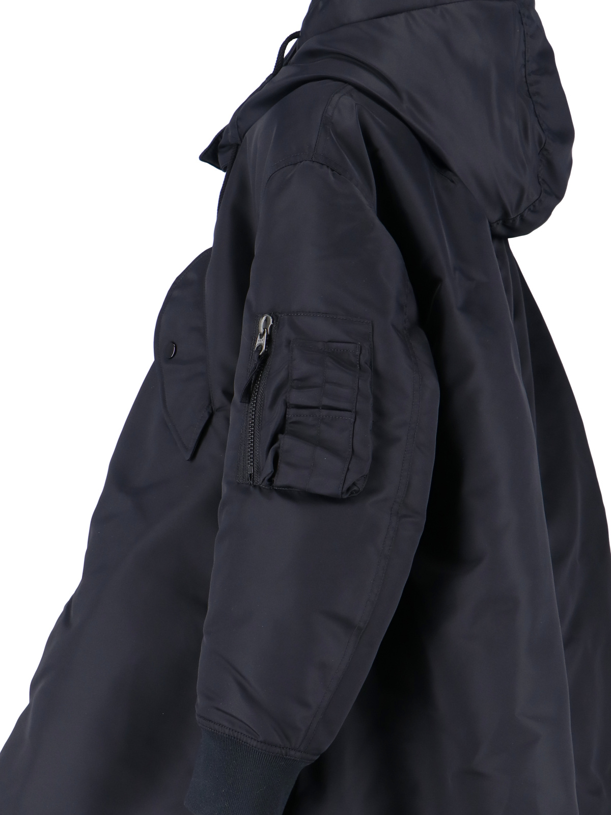 Aspesi Hooded Jacket With Arm Pocket And Drawstring In Black