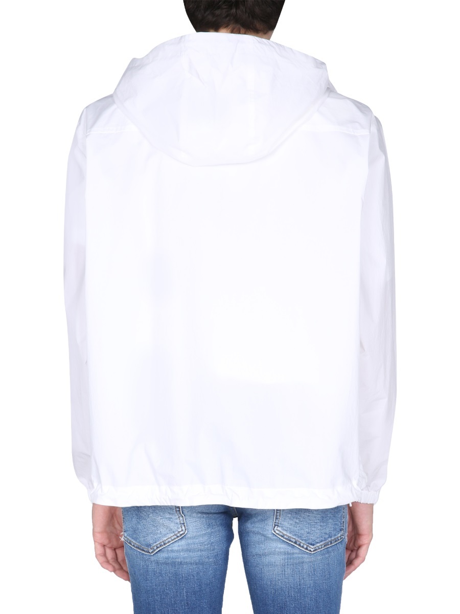 Dsquared2 Hooded High Neck Logo Print Jacket For Men In White