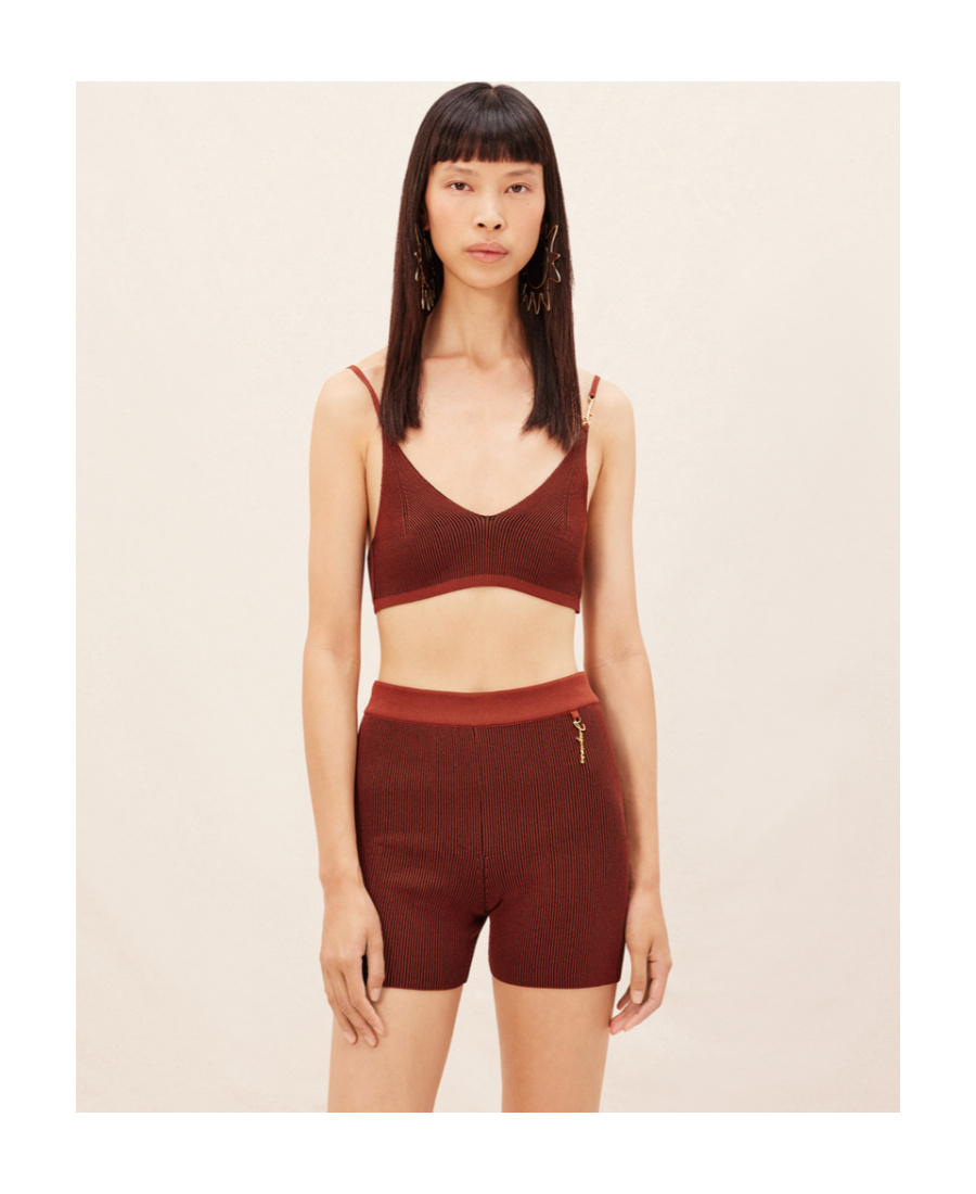 Jacquemus Le Short Pralu Knitted Shorts In Brown