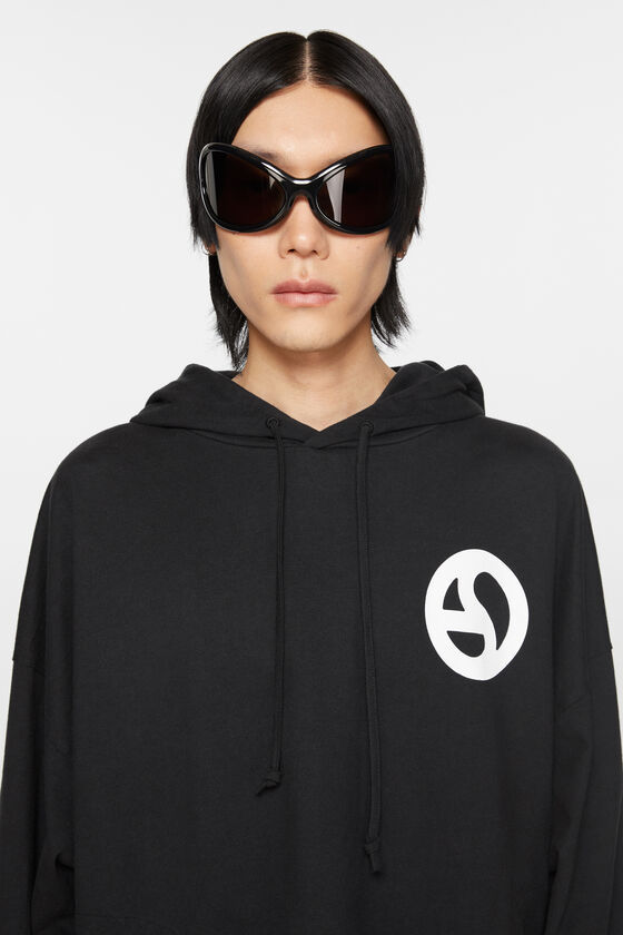 Shop Acne Studios Graphic-print Cotton Hoodie In Black