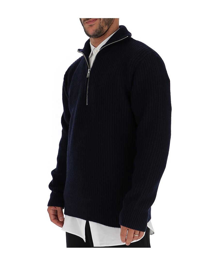 Closed Ribbed Zip-up Sweatshirt In Black