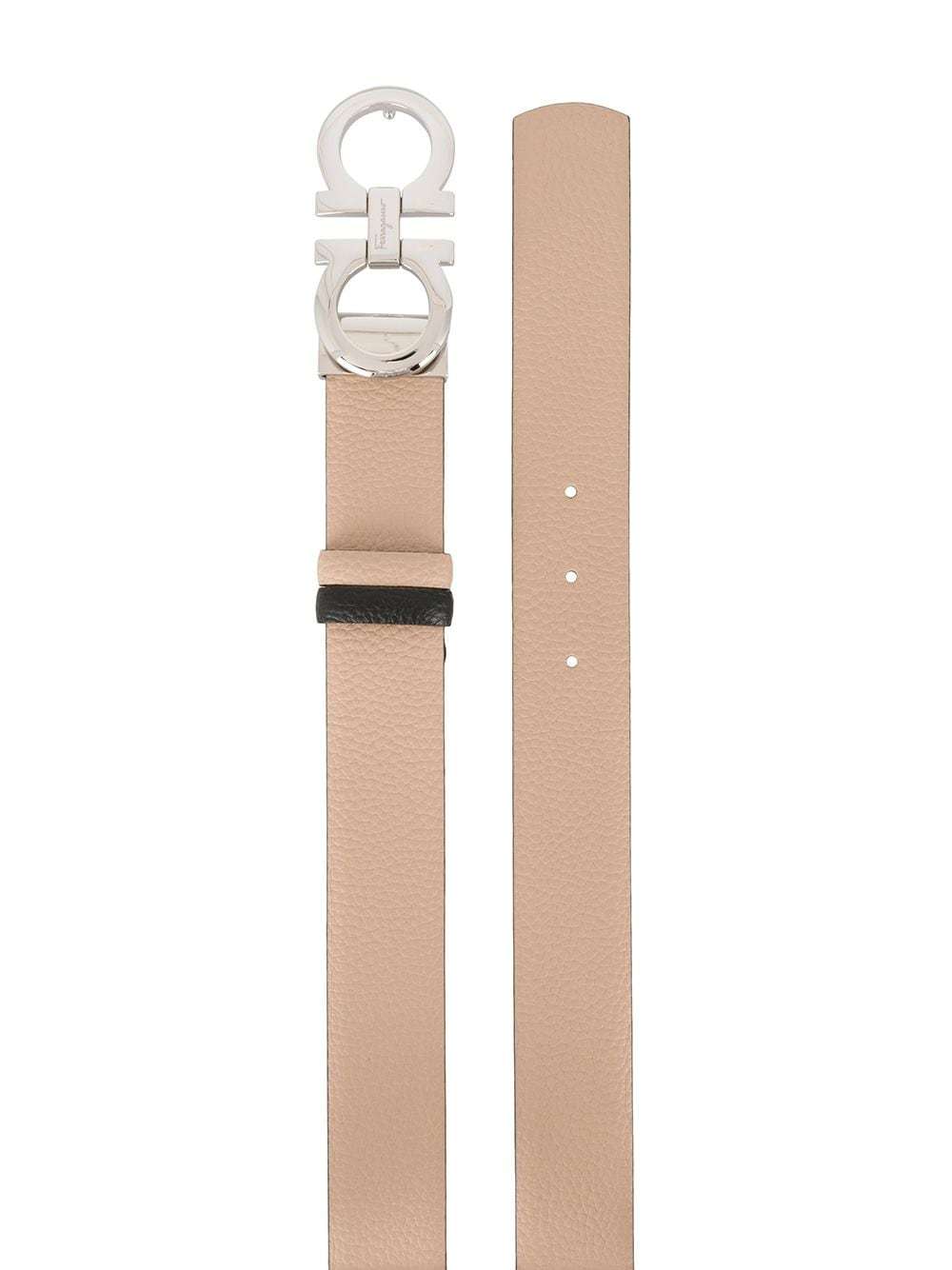 Ferragamo Gancini Reversible Leather Belt In Nude