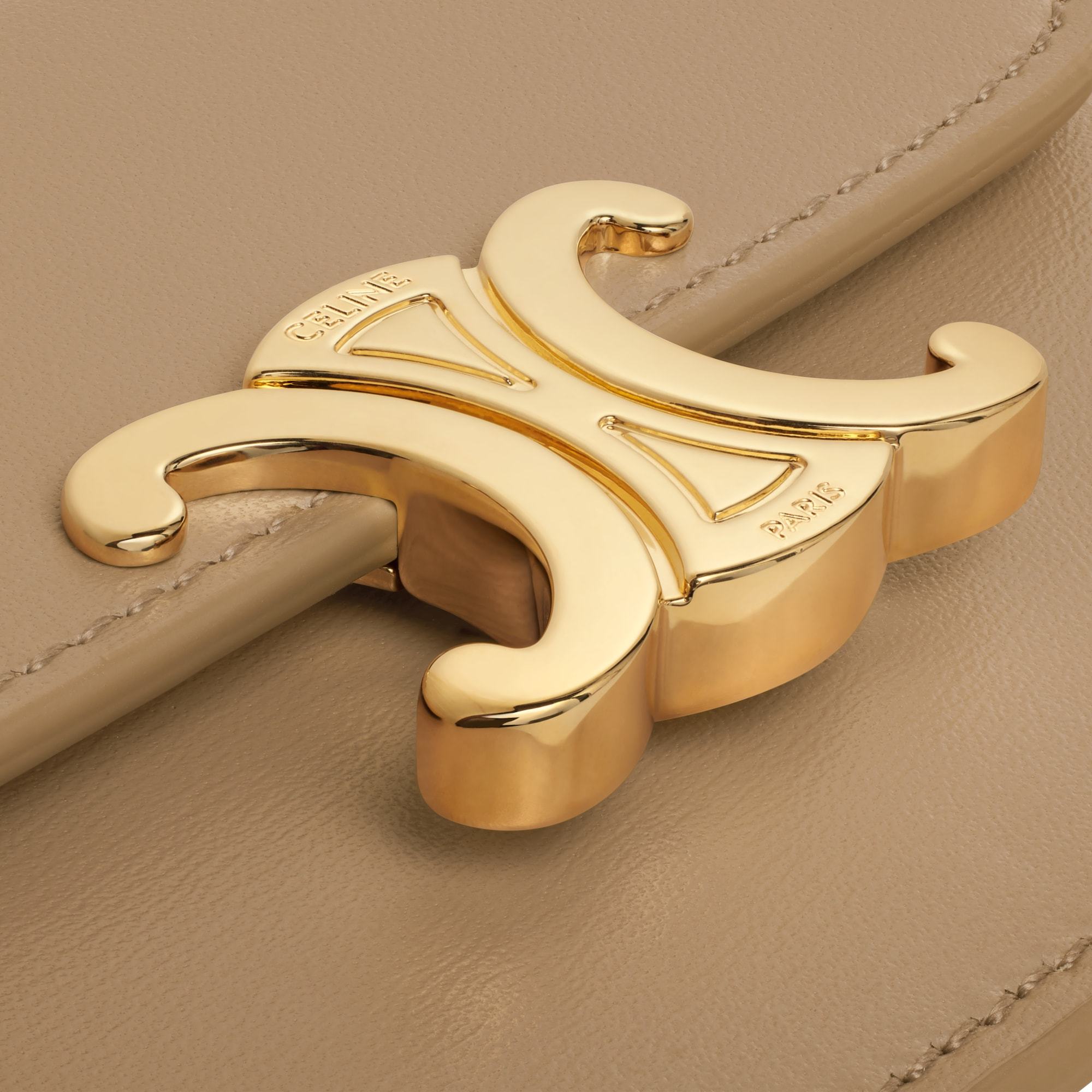 Celine Card Holder With Flap Triomphe In Shiny Calfskin In Green