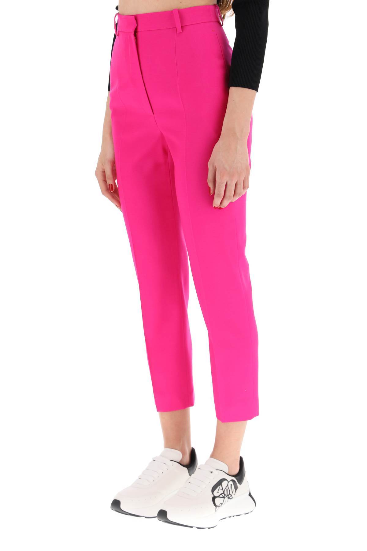 Alexander Mcqueen Tailored Cropped Trousers In Pink