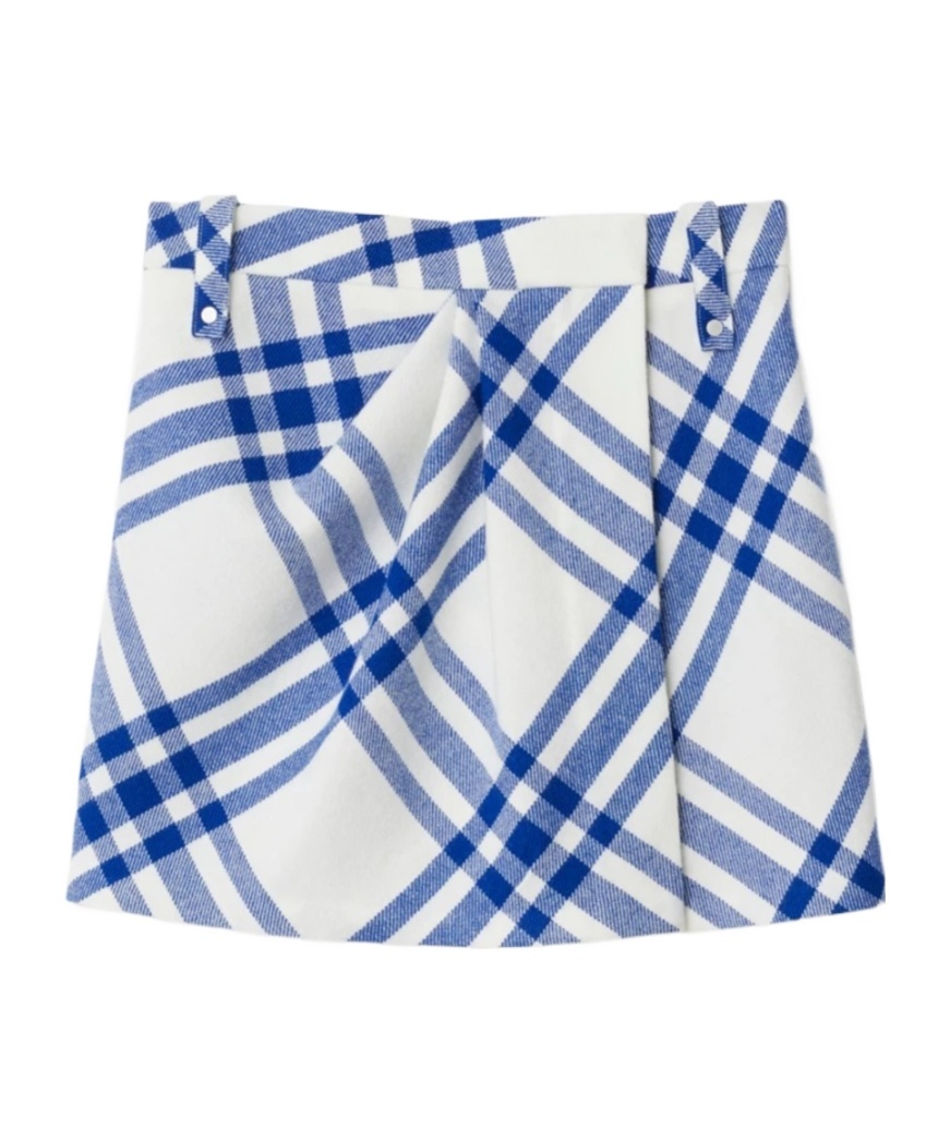 Burberry Checked Wool Miniskirt In White
