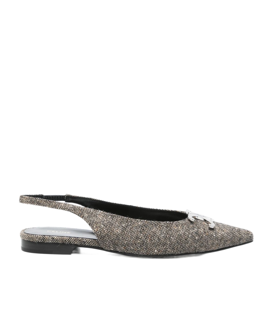 Celine Women Alma Triomphe Slingback Ballerina In Gray