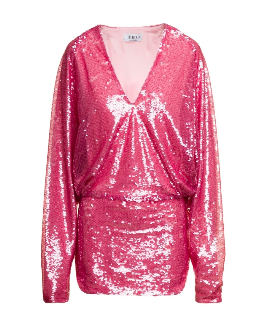 Shop Attico Long Sleeved Dress In Pink