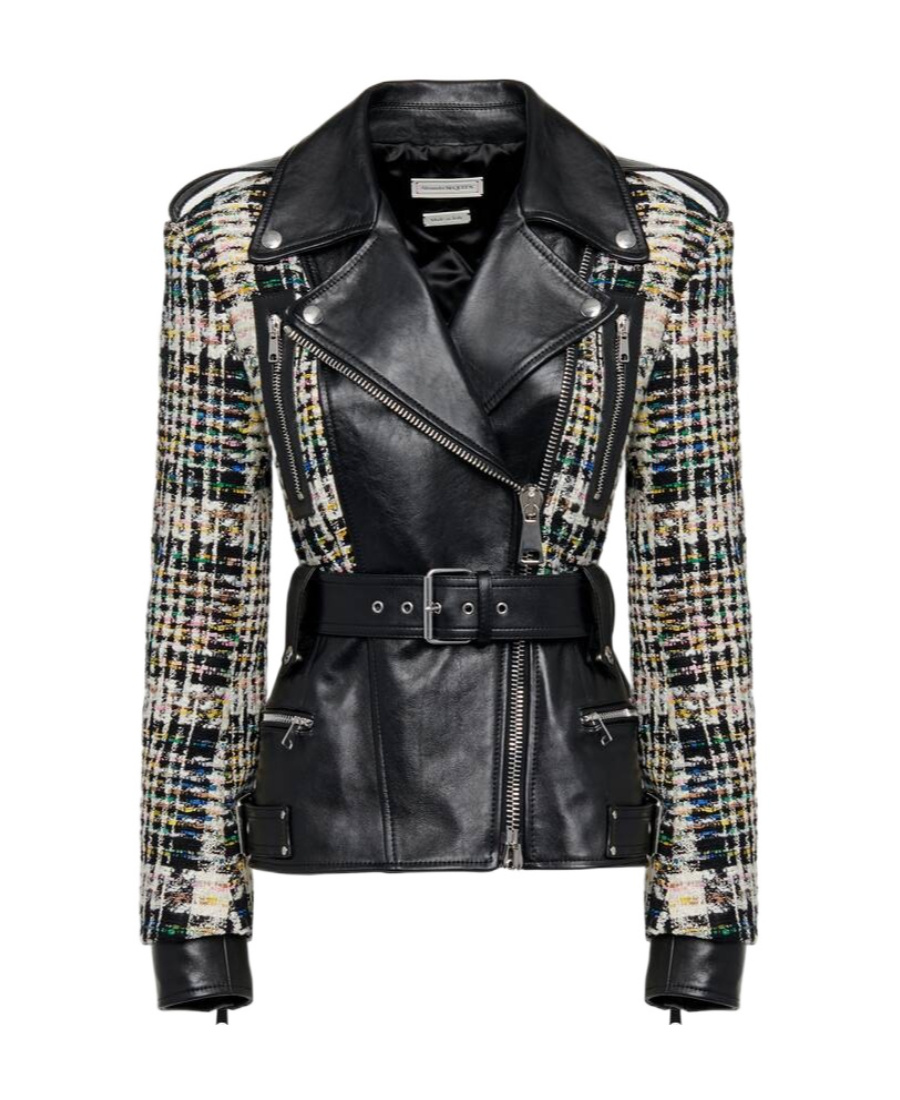 Alexander Mcqueen Calf Leather Jacket In Black