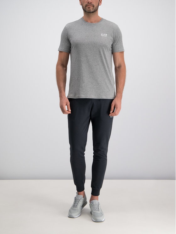 Ea7 Logo Round-necked T-shirt In Gray