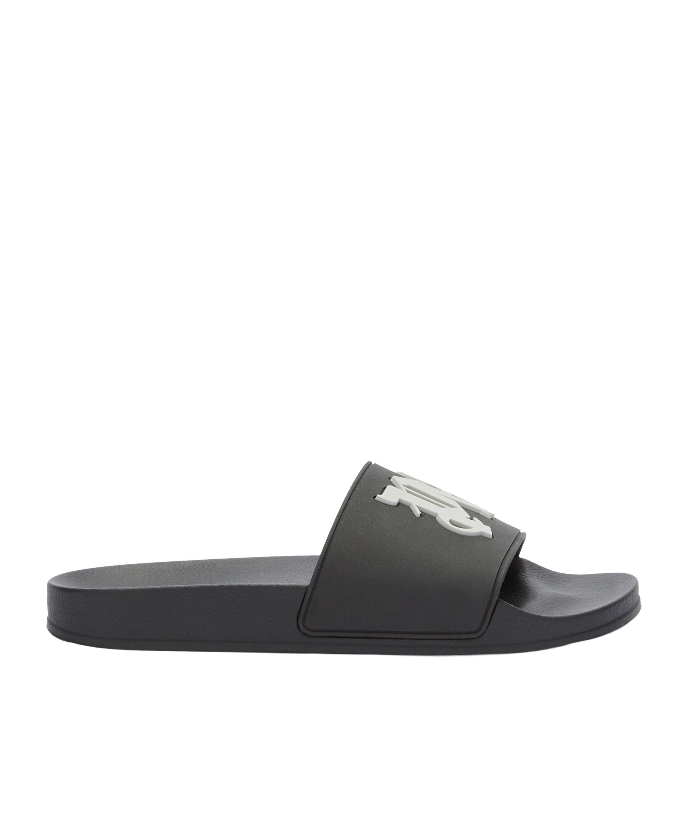 Palm Angels Black Logo Slides In Black