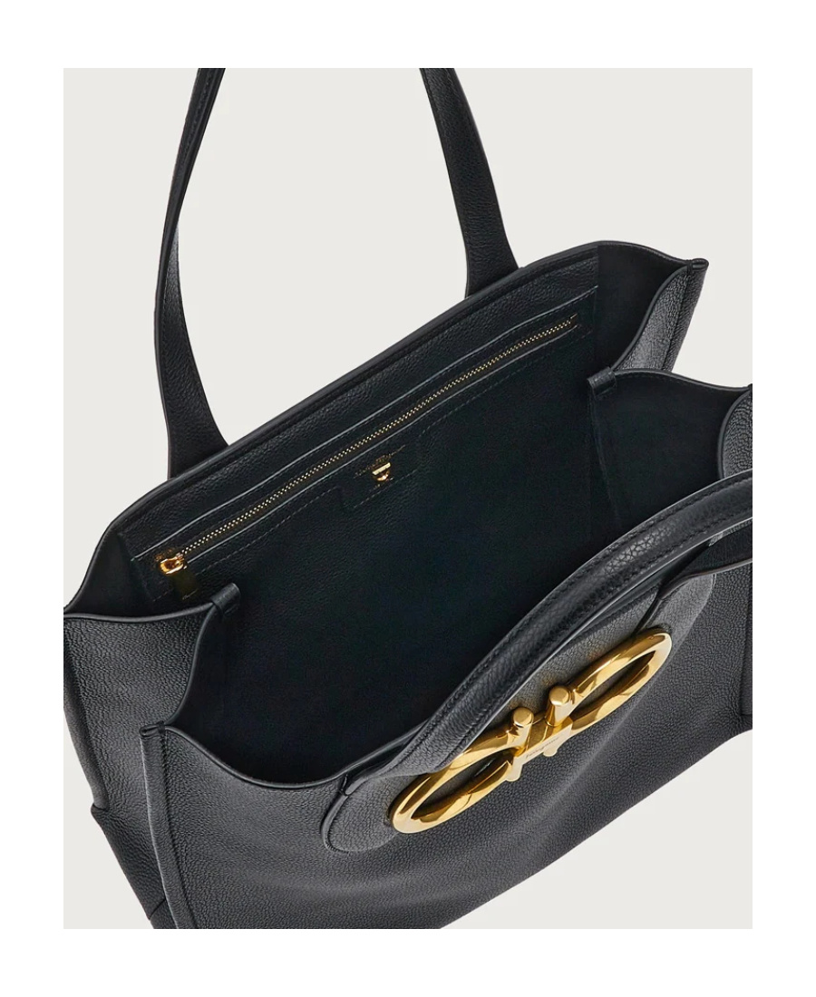Ferragamo Maxi G Tote Bag In Black