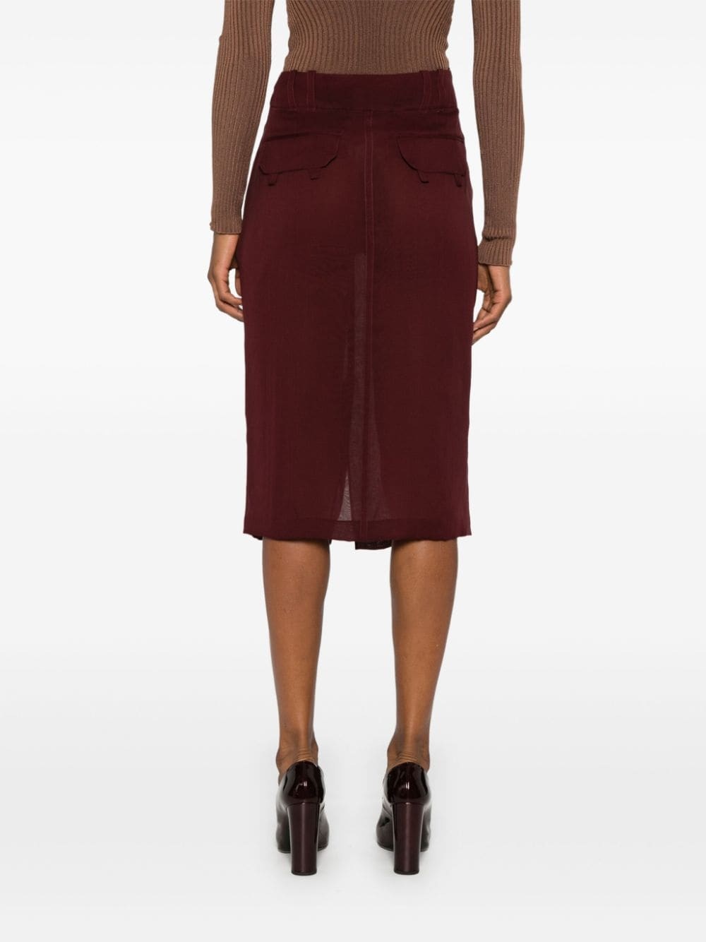 Saint Laurent Midi Skirt In Brown