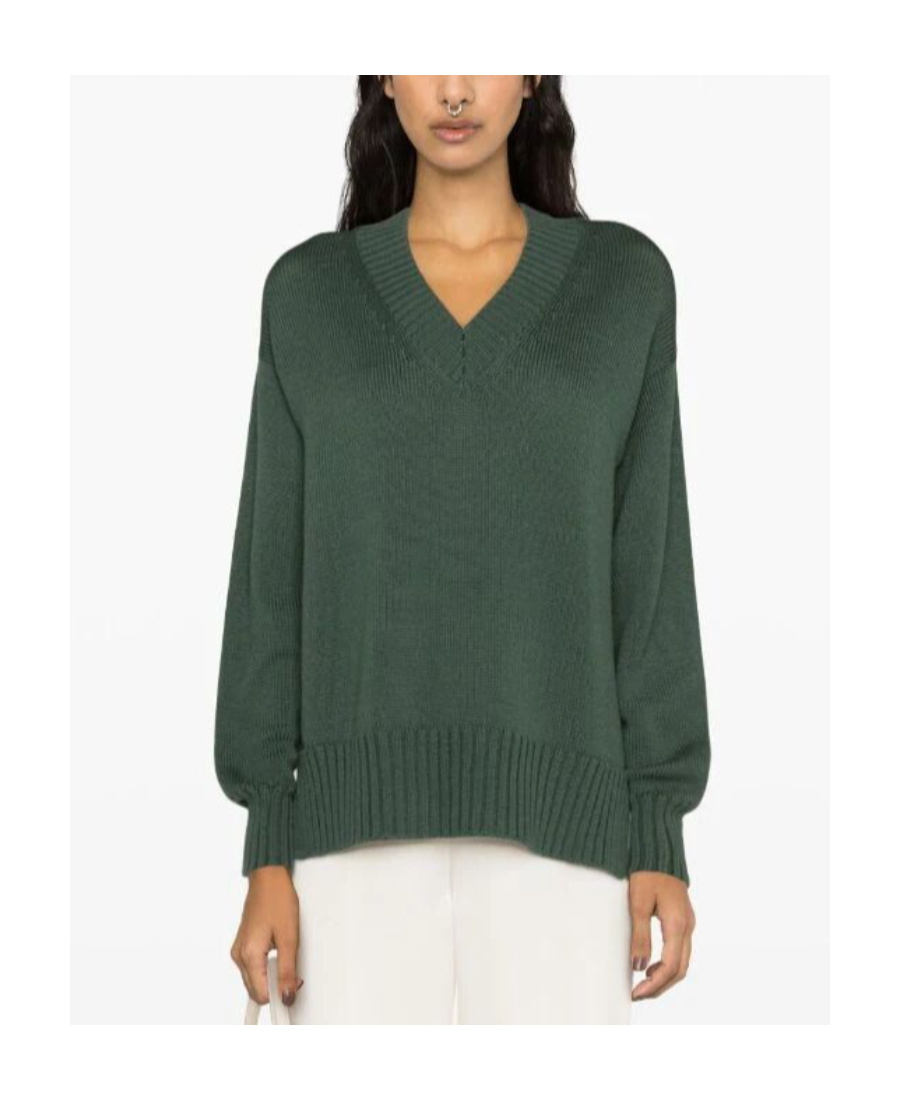 Drumohr V-neck Merino Wool Jumper In Green