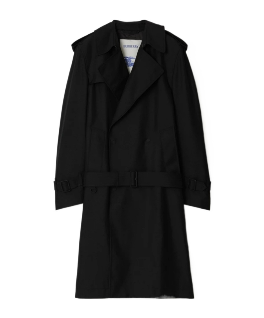 Burberry Double-breasted Belted Trench Coat In Black