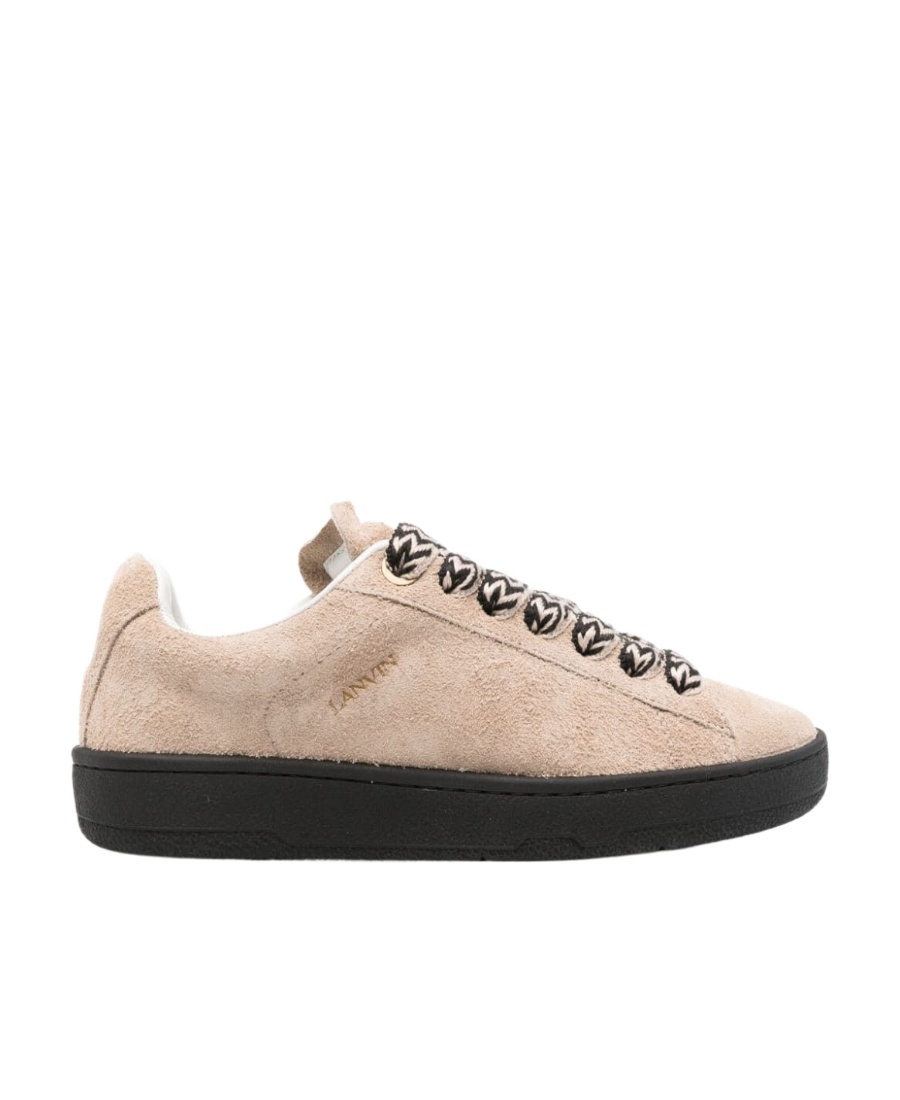 Lanvin Curb Low-top Suede Sneakers In Nude