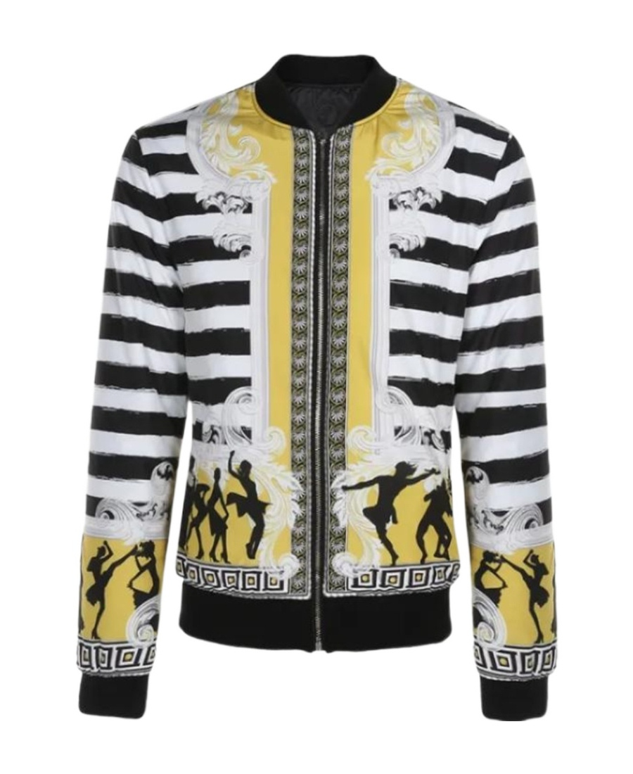 Versace Printed Baseball Jacket In Multicolor