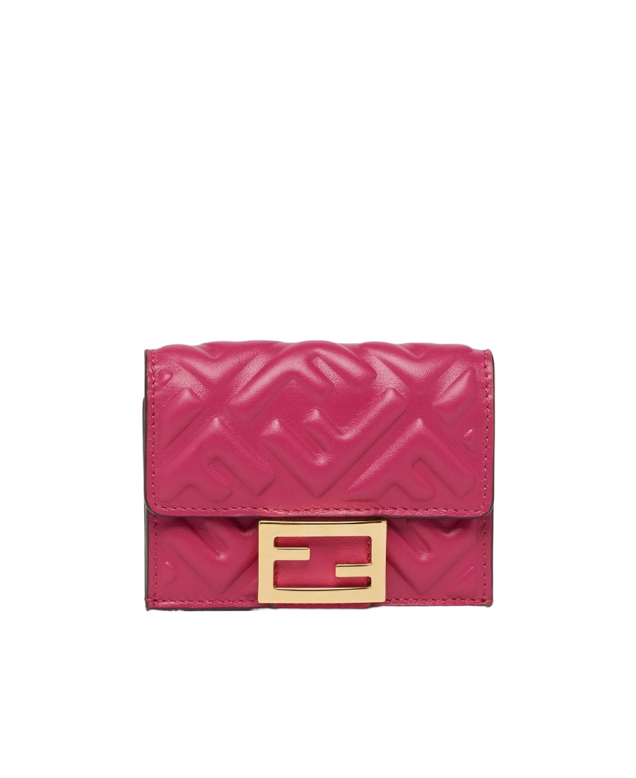 Fendi Compact Trifold Baguette Wallet In Red