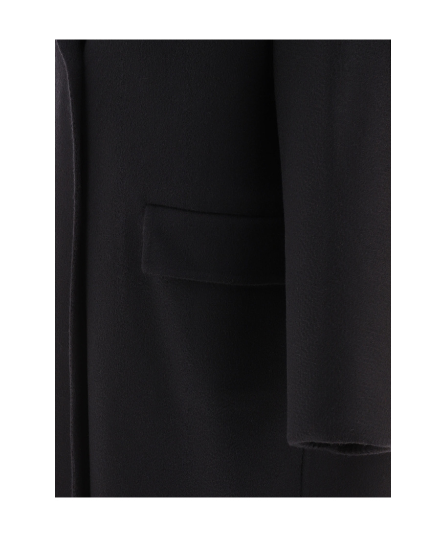 Prada Logo-embroidered Cashmere Coat In Black
