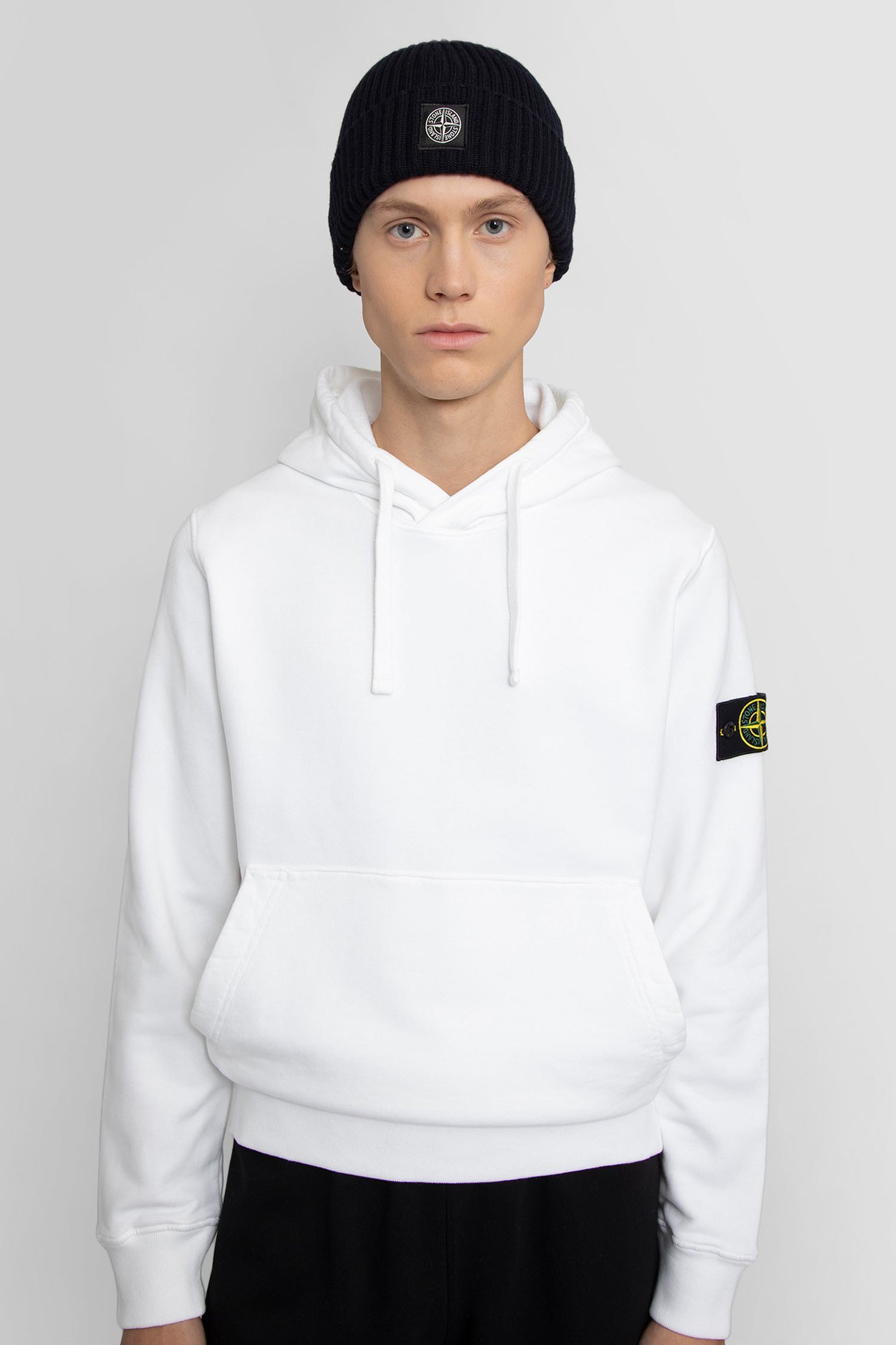 Shop Stone Island Logo-patch Beanie In Black