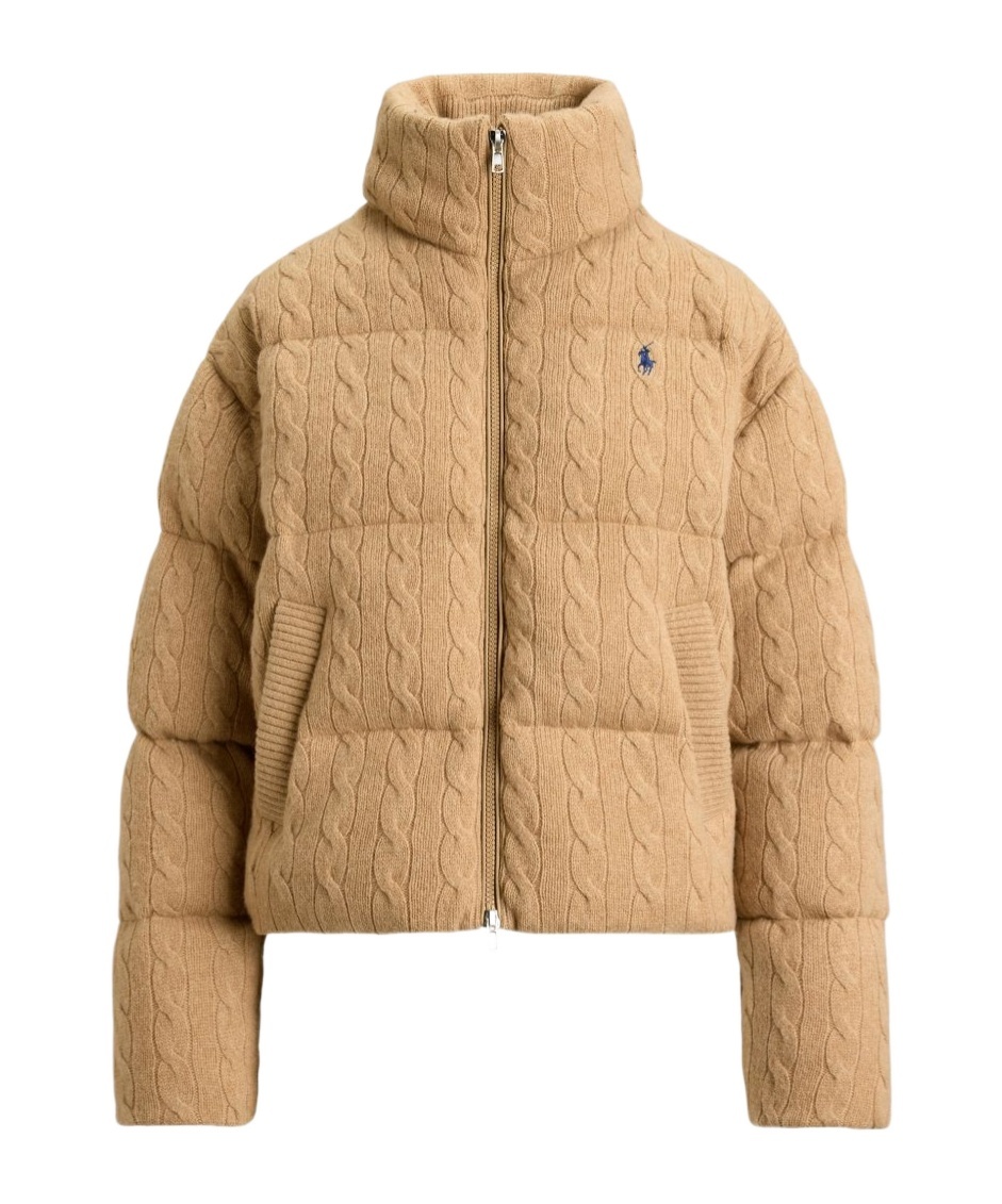 Polo Ralph Lauren Cable-knit Quilted Cotton Jacket In Light Brown