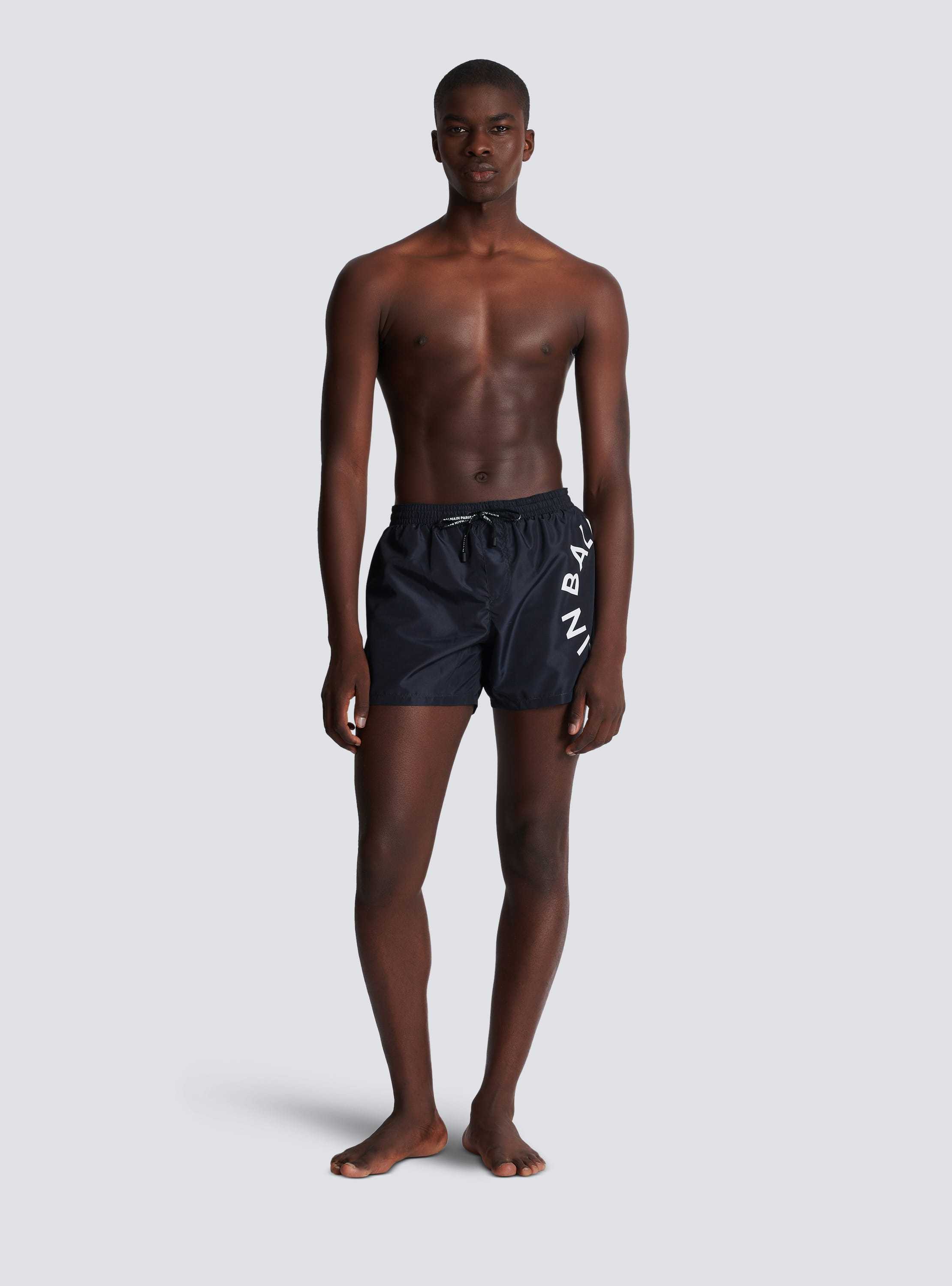 Shop Balmain Swim Shorts In Black