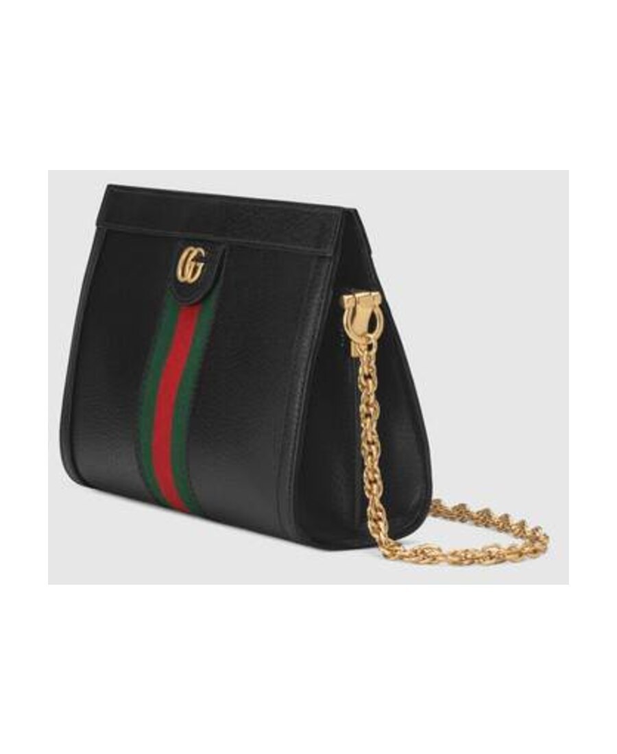 Gucci Ophidia Small Leather Shoulder Bag In Black