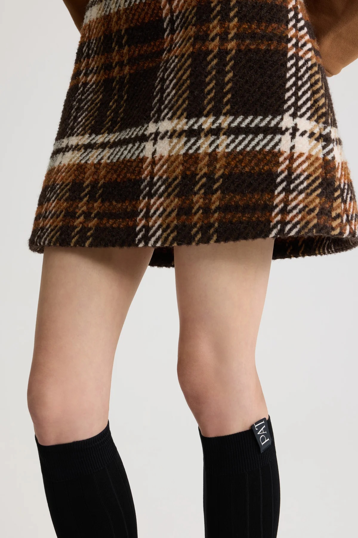 Patou Checked Wool-blend Mini Skirt In Brown