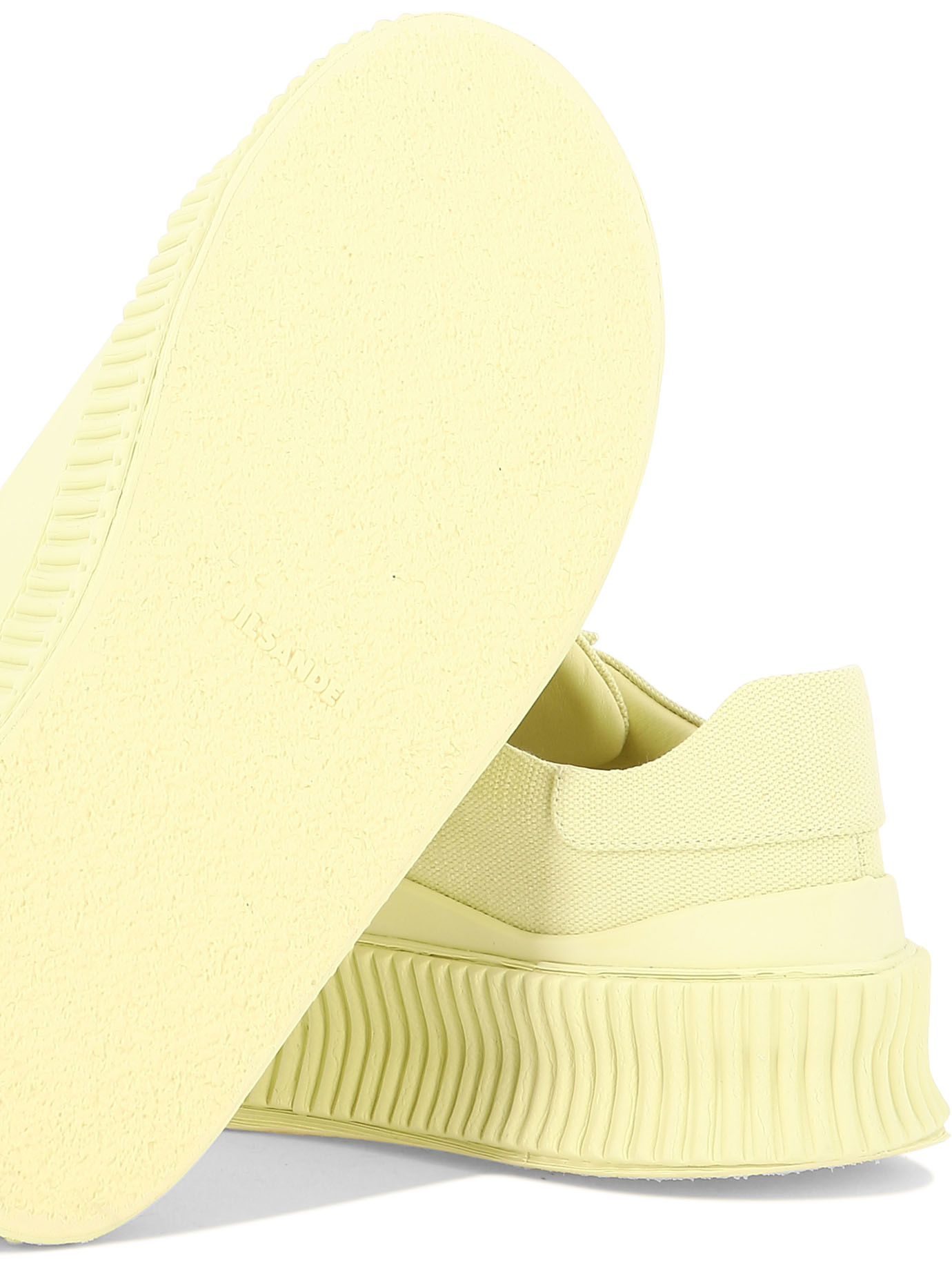 Jil Sander White Leather Platform Sneakers In Yellow