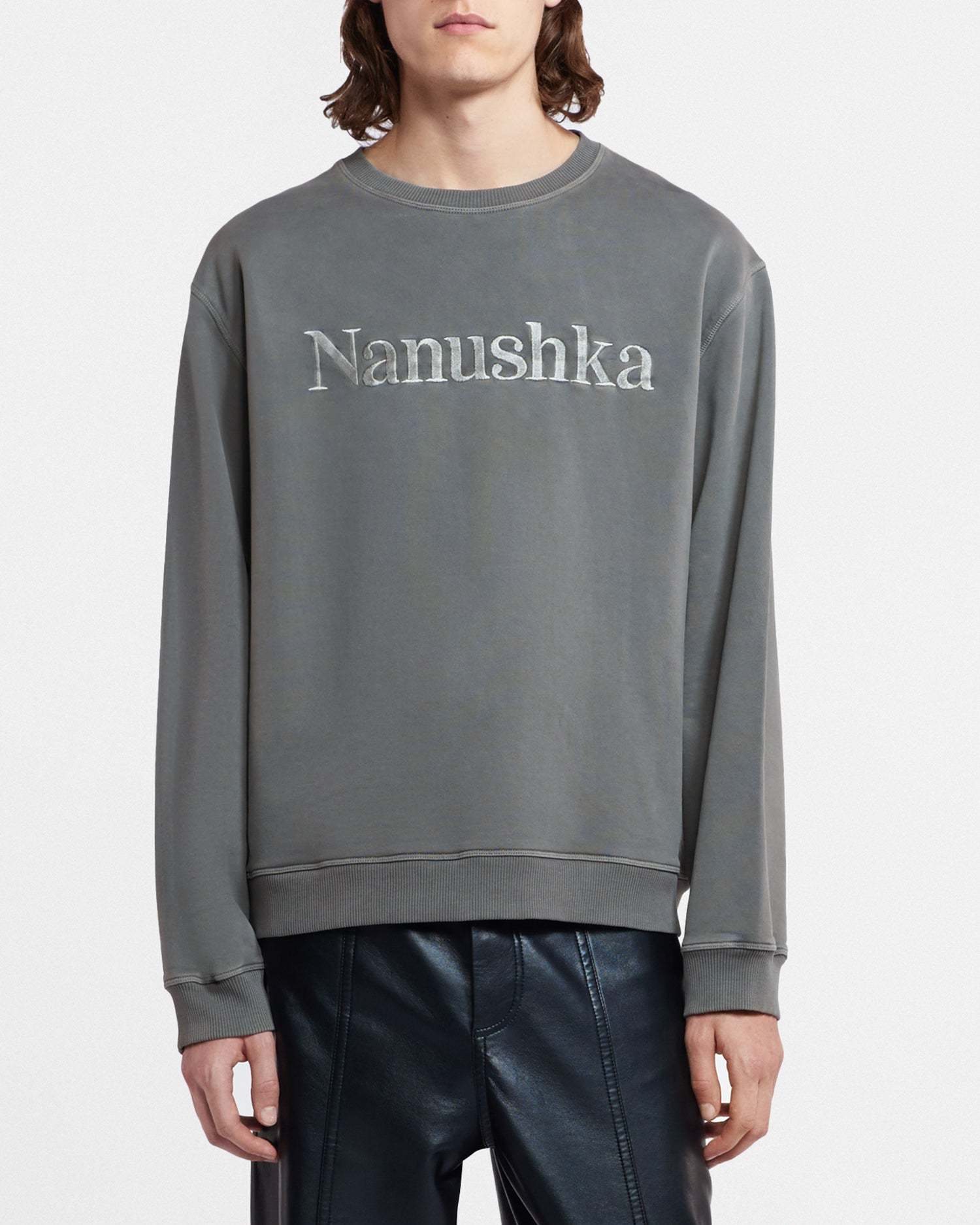 Nanushka Logo-embroidered Sweatshirt In Gray