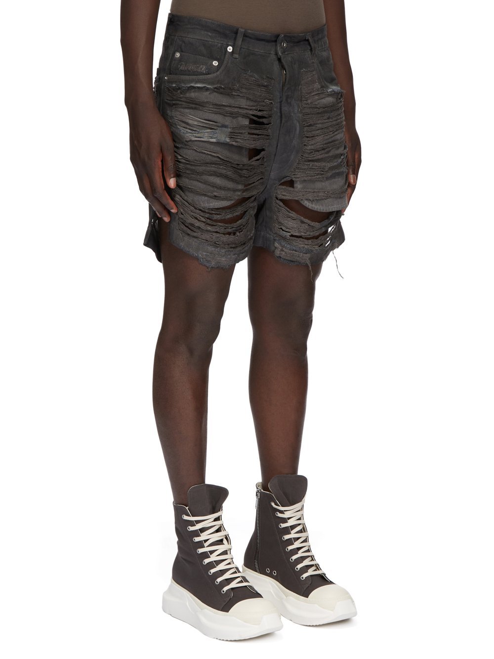 Rick Owens Drkshdw Distressed Denim Shorts In Black