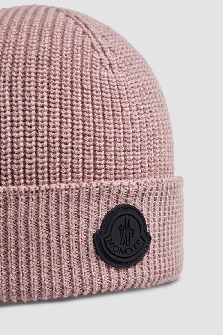 Moncler Wool Blend Beanie In Nude