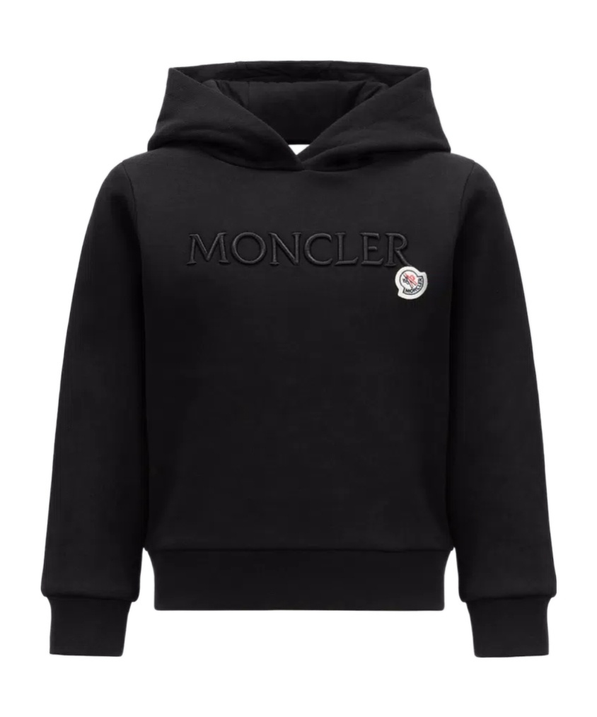 Moncler Enfant Logo Embroidered Hoodie In Black