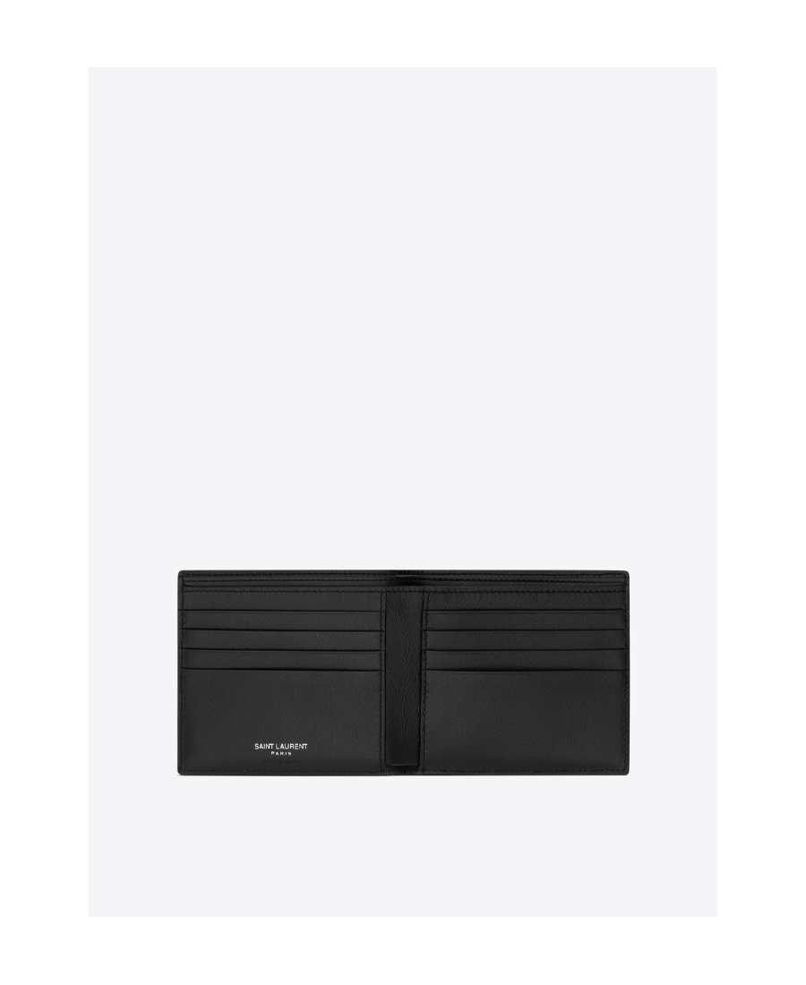 Saint Laurent East/west Wallet In Brushed Leather In Black