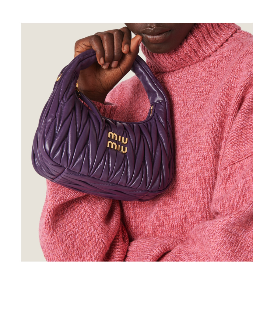 Miu Miu Mini Wander Quilted Leather Hobo Bag In Purple