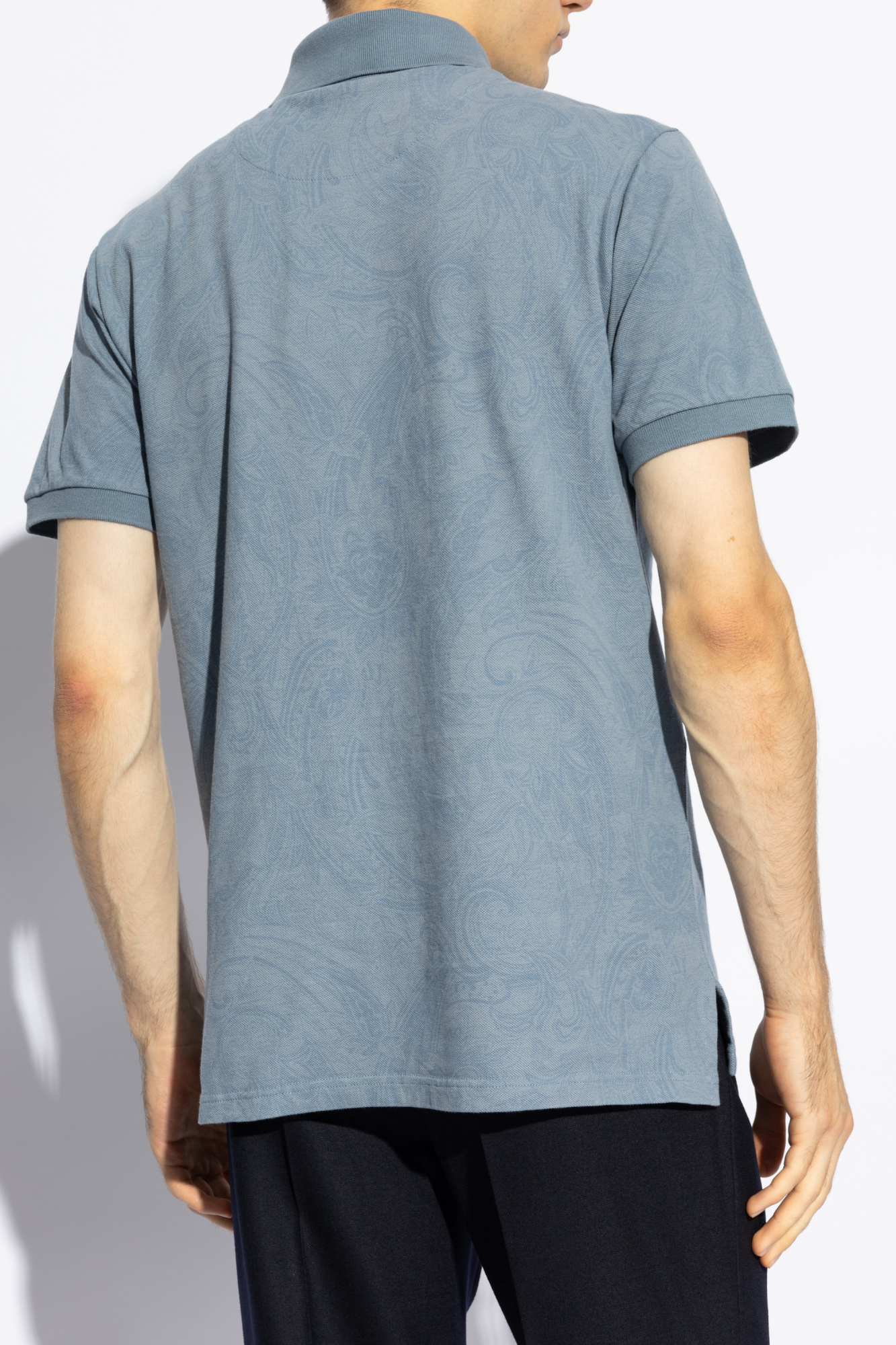 Etro Paisley-print Cotton-piqué Polo Shirt In Blue